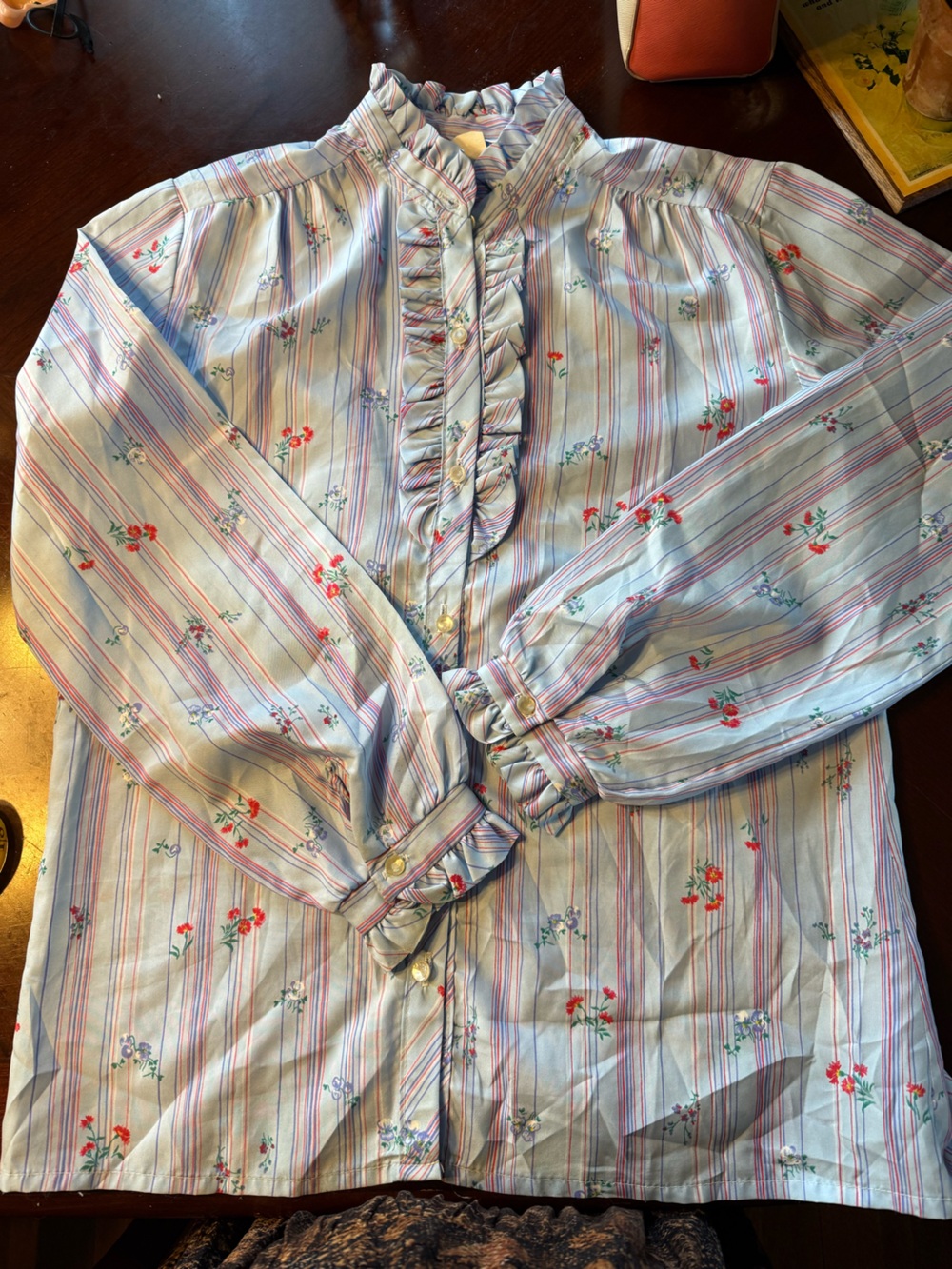 Striped Floral Ruffle Blouse - Picture 5 of 7